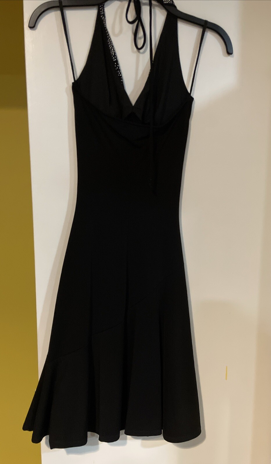 90s Y2K Ruby Rox Black Halter Rhinestone Ruched F… - image 5