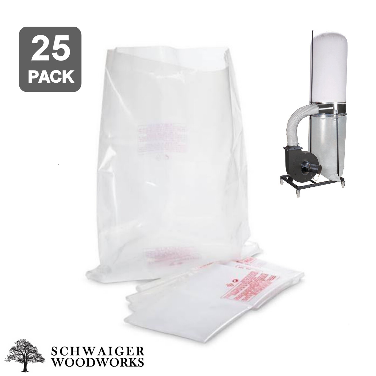 (25) Plastic Dust Collector Bags Harbor Freight Central Machinery 97869