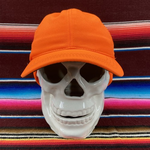 Vtg Blaze Orange Ear Flap Hunting Mens Hat Sz M Thick Insulated Trappers Cap - Picture 2 of 12