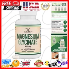 Magnesium Glycinate 400Mg, 180 Capsules ( Safe, Third Party Tested, Gluten