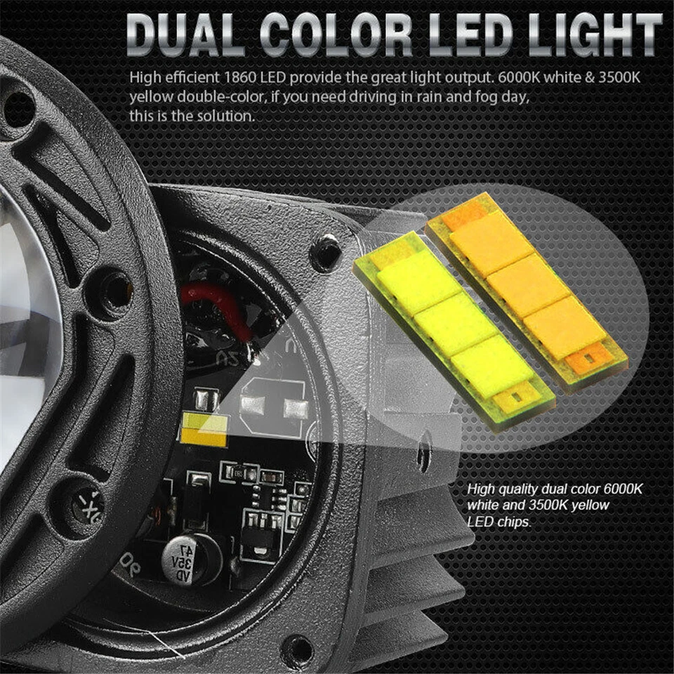 3in Work Lamp LED Lens Flood Spot Fog Light Round For Off Road 4WD Accessories - Image 4 of 4