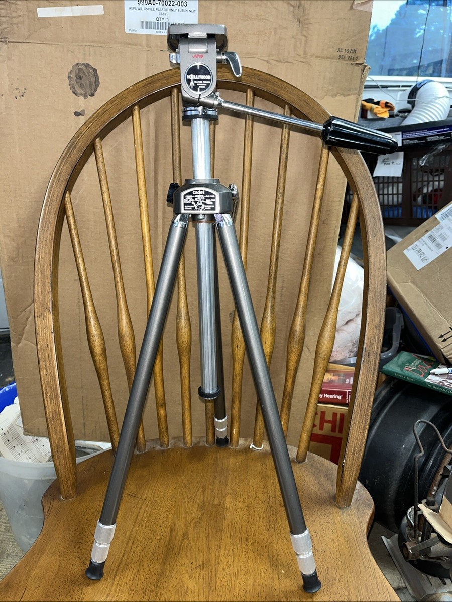 Hollywood Cadet Metal Camera Tripod Vintage Made In Japan Fully Adjustable