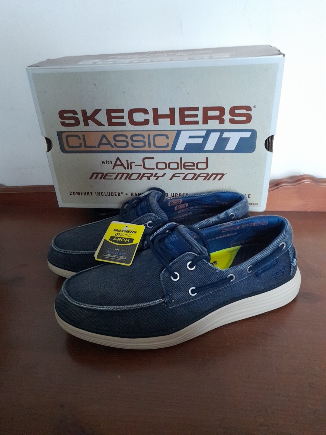 Zapatos Skechers Status 2.0-Lorano Desteñidos AZUL MARINO Denim Look Hombres UK6 Nuevos