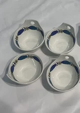 4 Clupea handle bowl designed by Turi for Figgjo Flint Norway (1 bowl cracked)