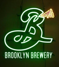 Brooklyn Brewery Pizza Slice LED Neon Bar Light Wall Sign 22" X 18" New In Box