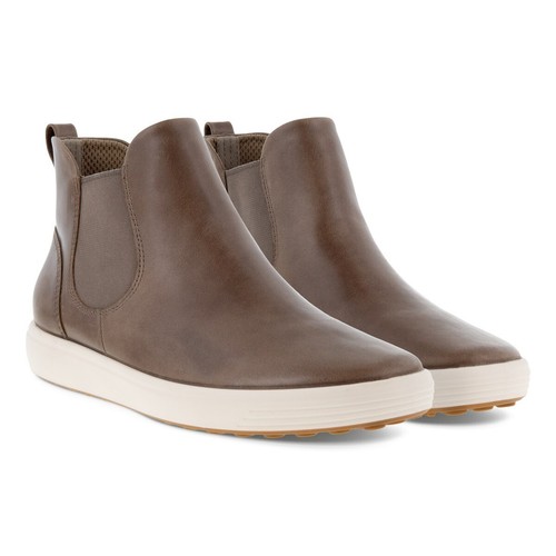 ECCO Soft 7 Chelsea Boot Sneaker Taupe Leather Pull On EU 41 Women's 10 - 10.5 - Picture 6 of 11