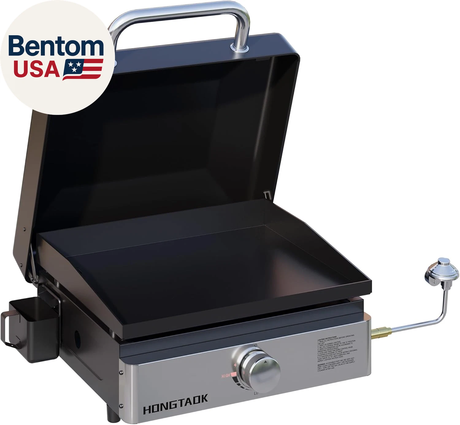 18 Inch Portable Gas Propane Griddle with Lid & Non-Stick Ceramic Coated Baking