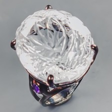 Jewellery 35 ct Natural Quartz Ring 925 Sterling Silver Size 7.5 /R438364