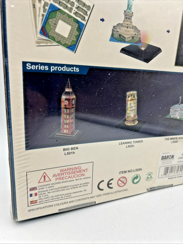 CubicFun LED 3D Puzzle Statue of Liberty 37pcs Model Kit New Factory Sealed Box - Image 4 of 4