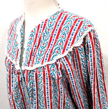 LANZ OF SALZBURG Red Flannel HEARTS FLORAL Long Nightgown Lace Trim Size XL