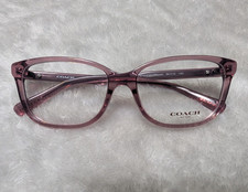 Coach HC6143F Transparent Mauve Rectangle Plastic Full Rim Eyeglasses 54-15-140