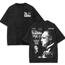 The Godfather Oversize Unisex Washed T-Shirt, Double Printed Streetwear Movie Me