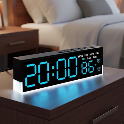 Alarm Clock for Bedroom 7 In Large Display Digital Clock with Dual Alarms&US