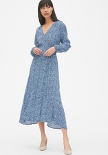 GAP Long Sleeve Comfortable Breathable Cozy Midi V-neck Wrap Dress S