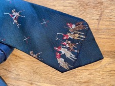 Vintage Polo Ralph Lauren Silk Necktie Equestrian Horse Navy HandMade in USA