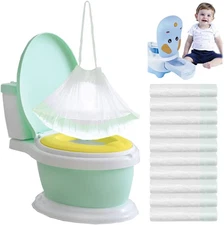 100 Pack Potty Chair Liners Disposable,Drawstring Training Toilet Seat Liner Bag