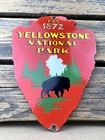 VINTAGE YELLOWSTONE NATIONAL PARK 12x8.75" PORCELAIN GAS OIL PUMP STATION SIGN