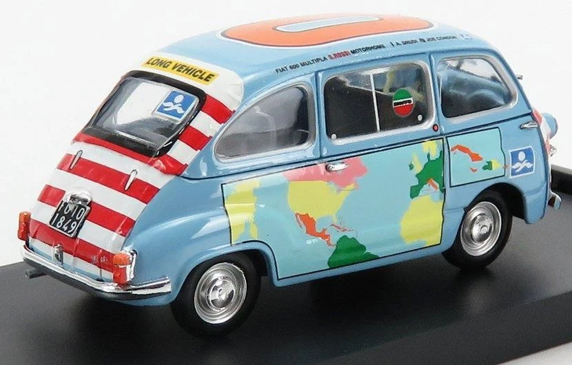 1/43 BRUMM FIAT 600D MULTIPLA - GRAZIANO ROSSI MOTORHOME 1960 LIGHT BLUE - Immagine 3 di 3