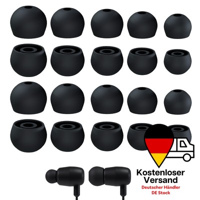 10x Silikon Ohrstöpsel Earbuds Set für diverse Ohrhörer In-Ear Eartips Schwarz