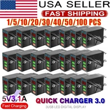 Lot 3 Port Wall Fast Charger Quick QC 3.0 USB Hub Power Charge Adapter US Plug