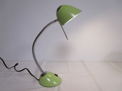 Vintage Green Goose Neck Desk Lamp Heavy Metal Tested And Working