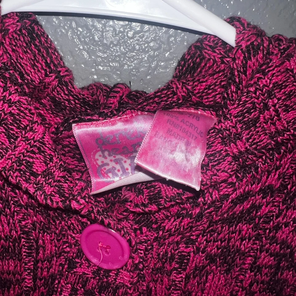 Cárdigan con capucha tejido rosa y negro Children’s Place niñas talla 7-8 Foto 4 de 4