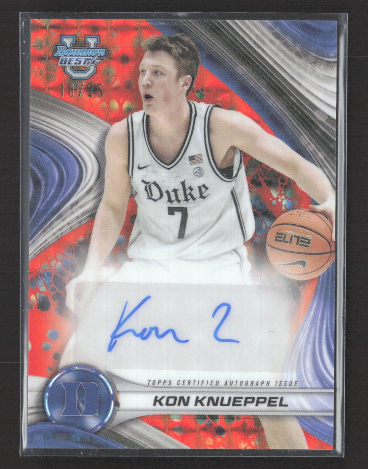 2024-25 Bowman University Best Kon Knueppel Orange Geometric Auto /25
