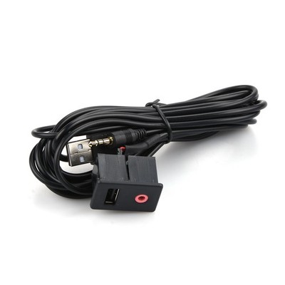 3.5mm Car Boat Audio USB AUX Adapter Dash Flush Mount Panel With 1.5M Cable D