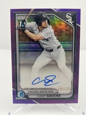 2024 BOWMAN CASEY SAUCKE 1ST 191/250 PURPLE REFRACTOR AUTO NO. CPA-CSA WHITE SOX