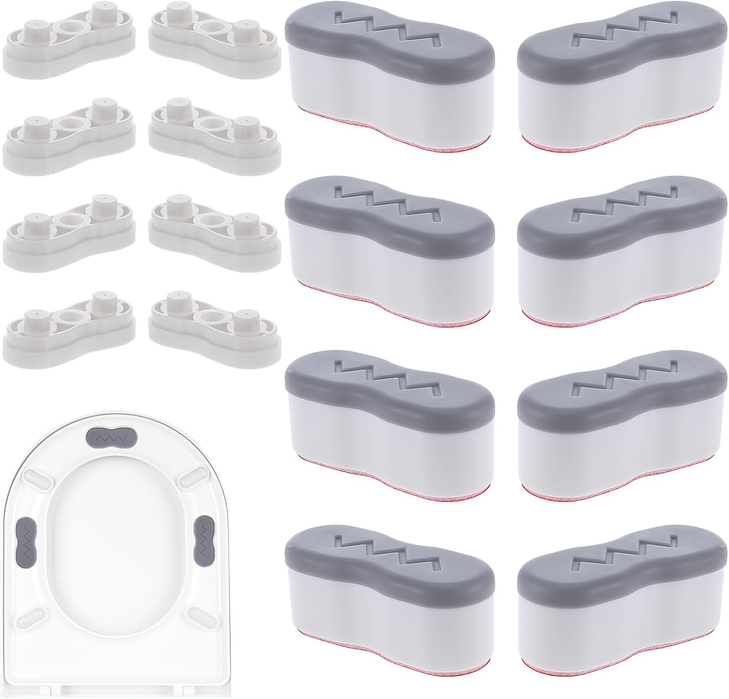 8Pcs Bidet Height-increasing Pads Toilet Seat Risers Lid white, gray 