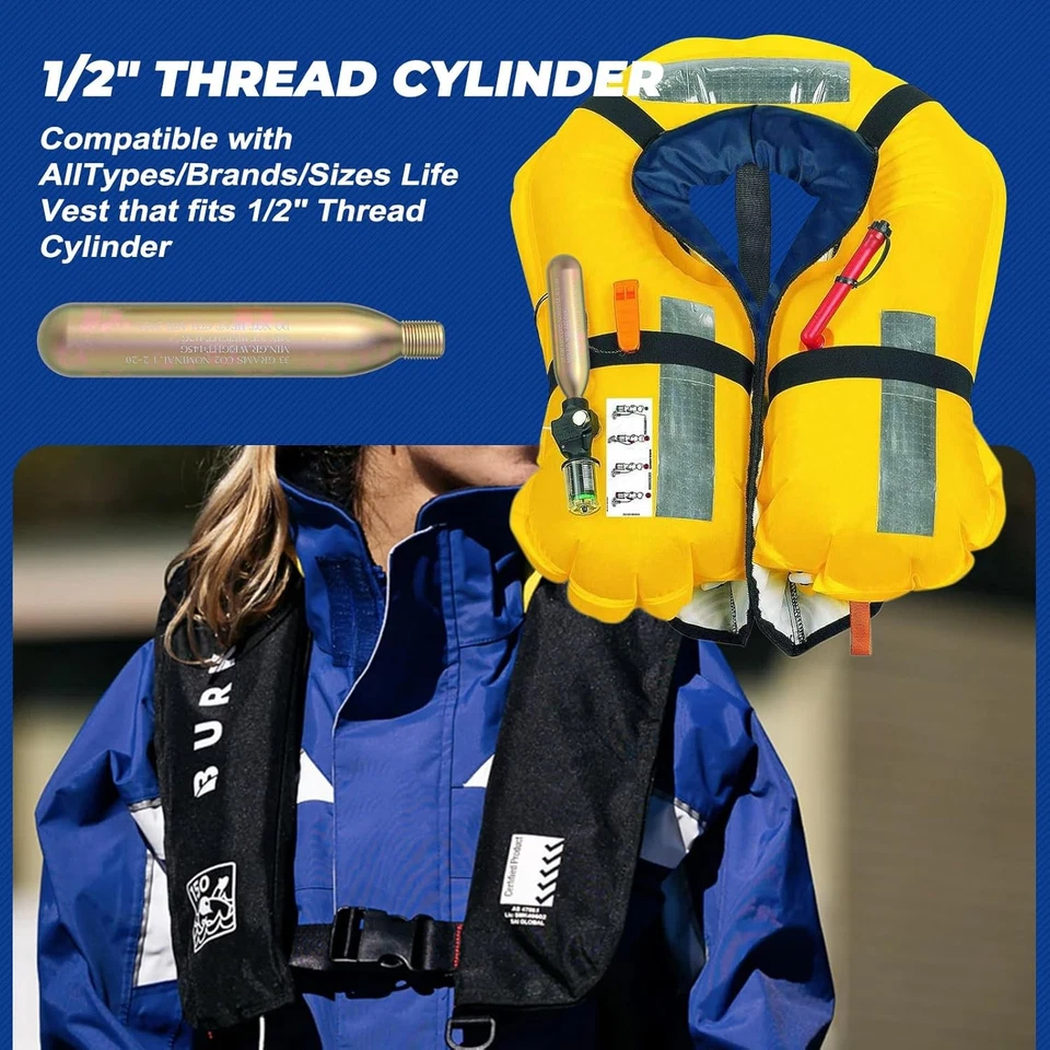  33G Co2 Cartridge Cylinder for Life Vest  C02 PFD Rearming Kit,  2 sets - Image 4 of 4