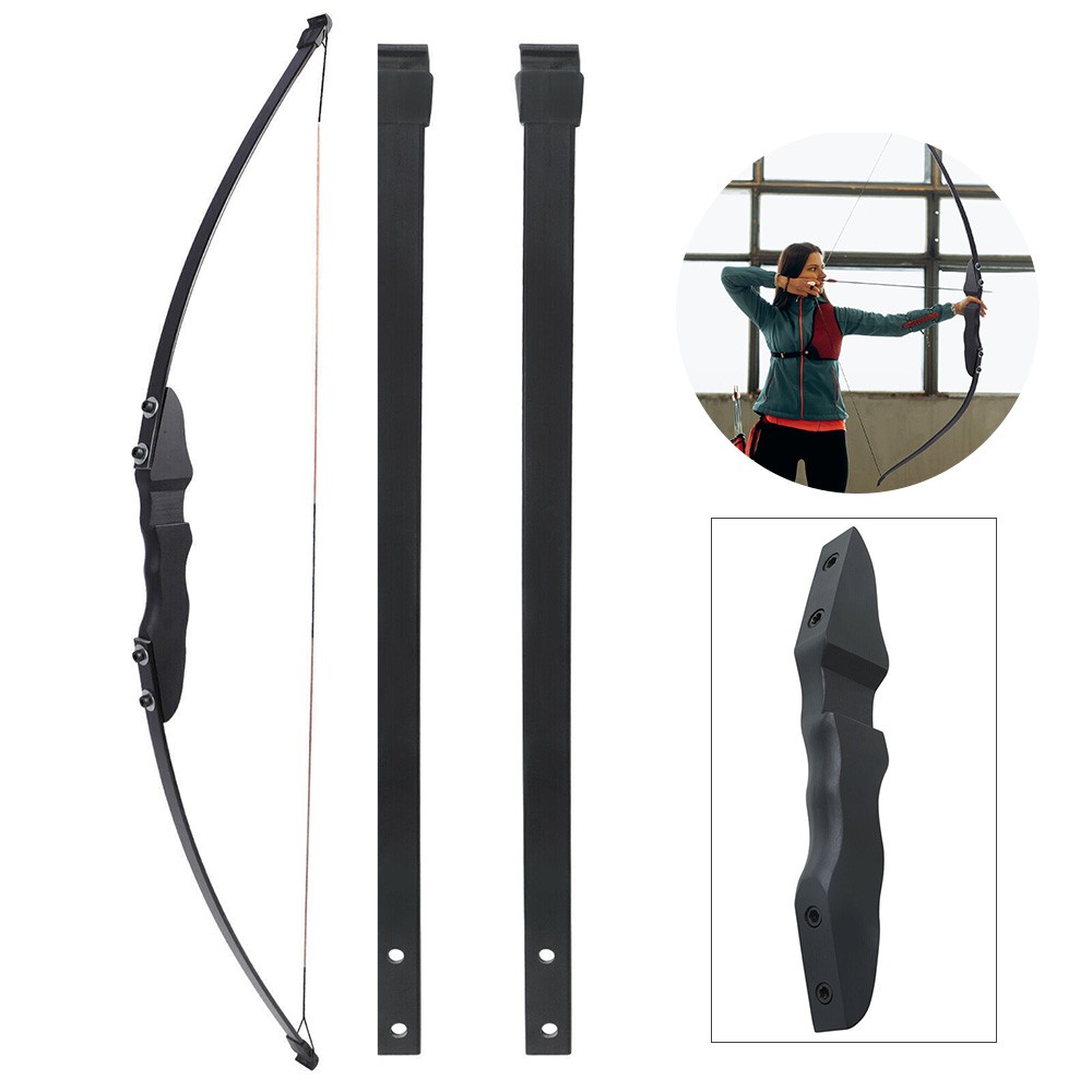 51IN Black Hunter Bow Right Handed Takedown Recurve Bow 40lbs Shoot Longbow