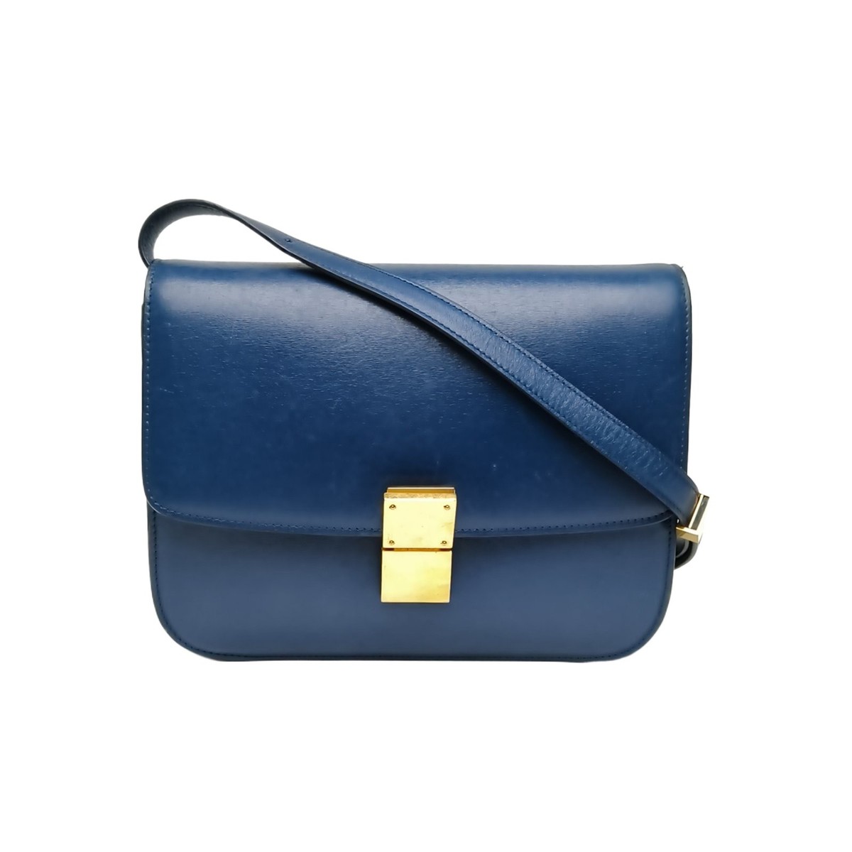 CELINE Classic Box Medium Size Blue Calfskin Shoulder Bag | eBay