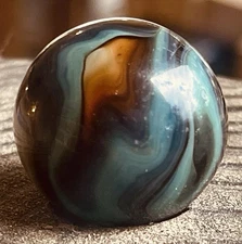 Vintage  CHRISTENSEN AGATE COMPANY, Glass Swirl Marble 1” Green Gray Mud