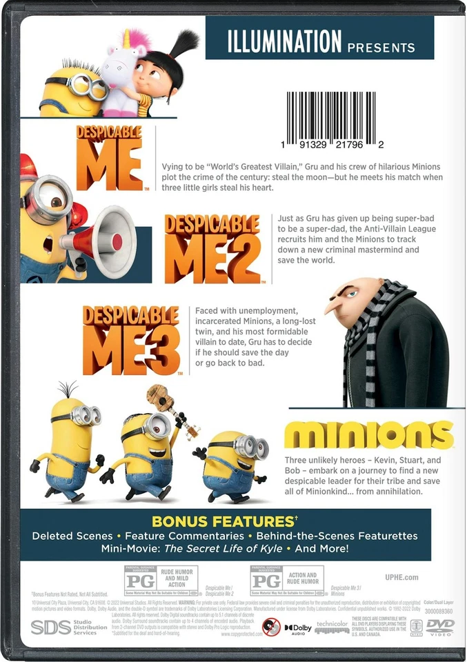 Despicable Me / Despicable Me 2 / Despicable Me 3 / Minions DVD Steve Carell NEW Foto 4 de 4