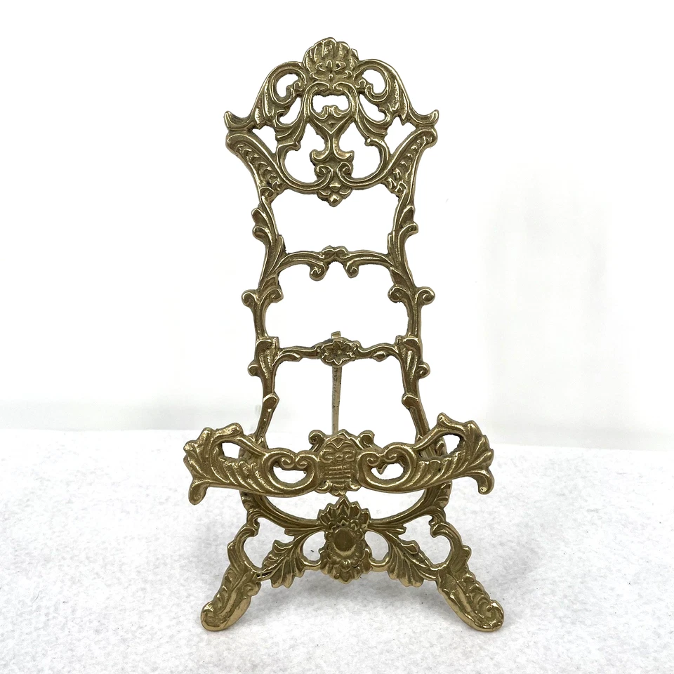 Caballete de mesa de latón barroco vintage exhibición de arte ornamentado 10" Foto 2 de 4