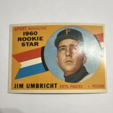 Topps Jim Umbricht Pittsburgh Pirates #145 Rookie Star 1960 Rookie Baseball Card. rookie card picture