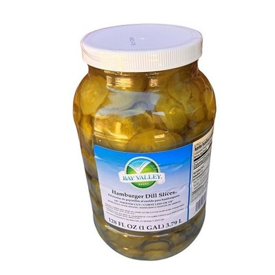 Bay Valley Dill Hamburger 614-678 Count 1/8 Smooth Pickle Slice Bulk, 1 Gallon,