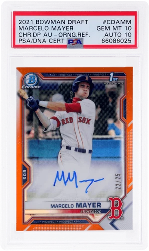 2021 Bowman Marcelo Mayer Chrome Auto Orange Refractor /25 PSA 10/10 Rookie RC
