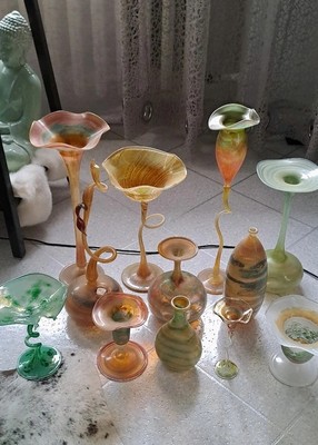 12 Karl Schmid Gläser + Vasen SAMMLUNG alles UNIKATE Hand signiert um 1990
