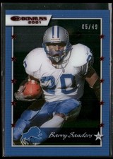 2021 Clearly Donruss #01-4 Barry Sanders Clearly Retro 2001 Red #/49