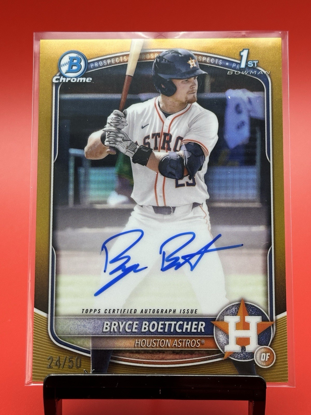 2025 Bowman Chrome Bryce Boettcher Auto True Gold 1st #24/50 Oregon Ducks Astros