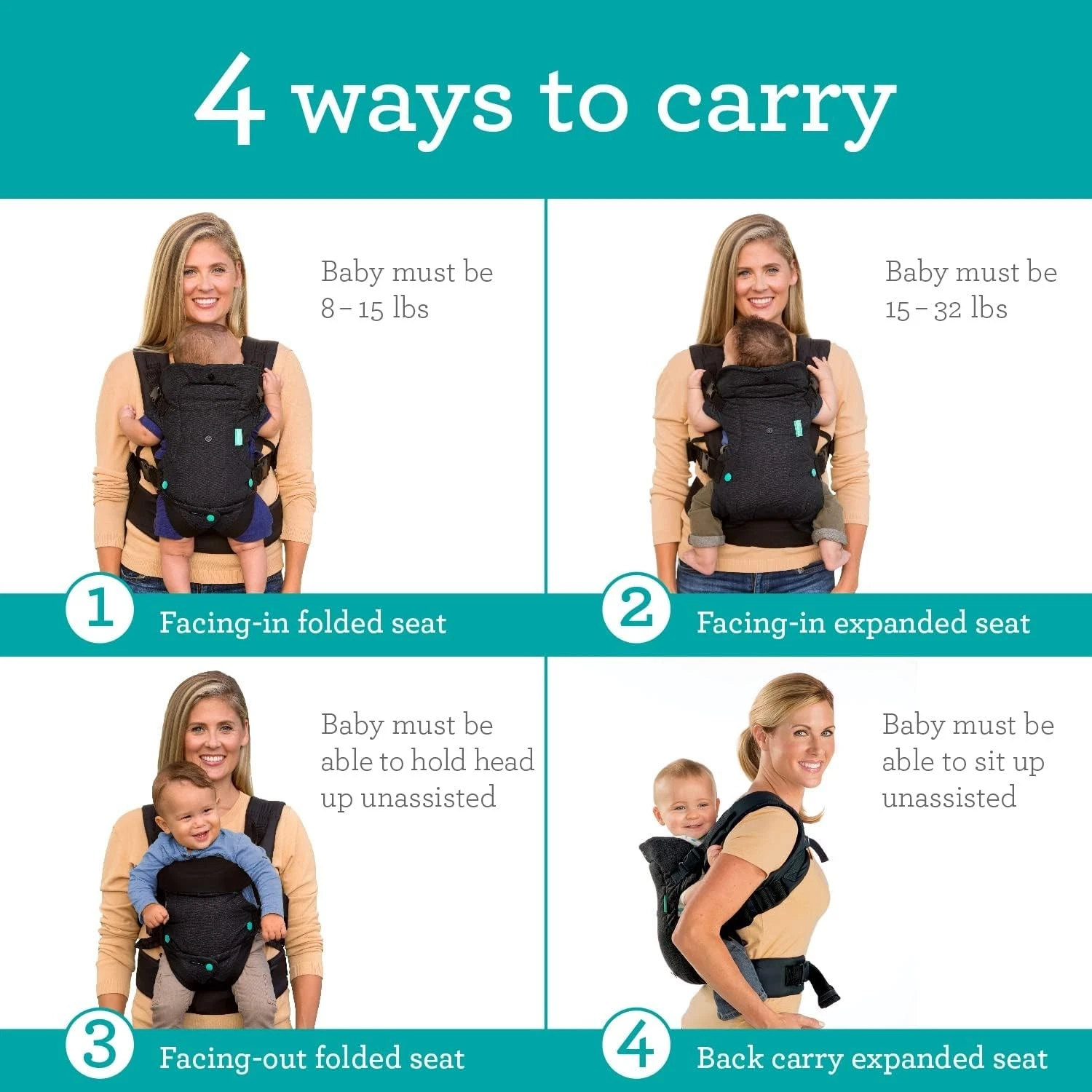 Infantino Flip Advanced 4 in 1 Convertible Baby Carrier 3.6-14.5 kgs Black
