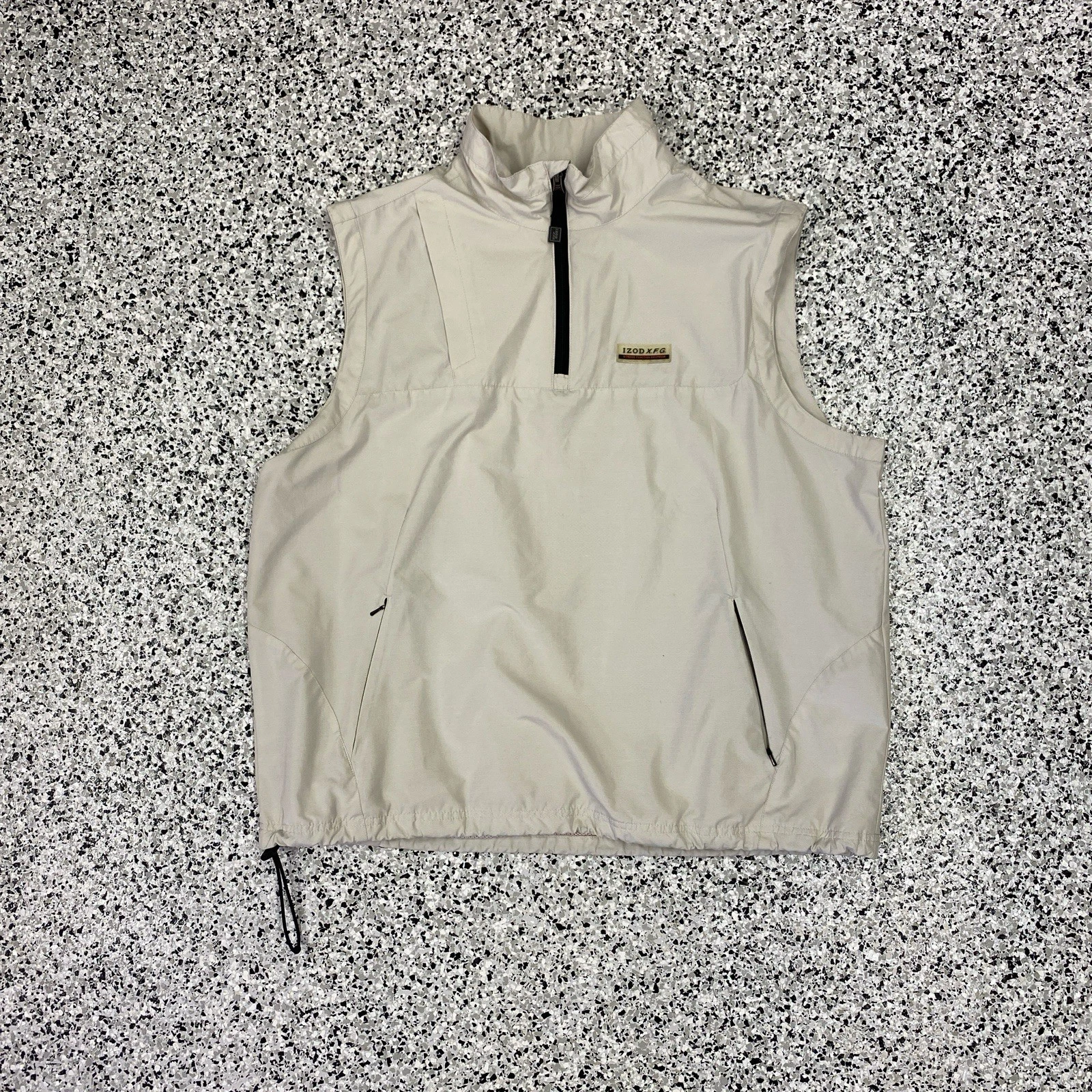 Vintage Izod X-Treme Function Golf Cream Vest Mens Size Large Windbreaker