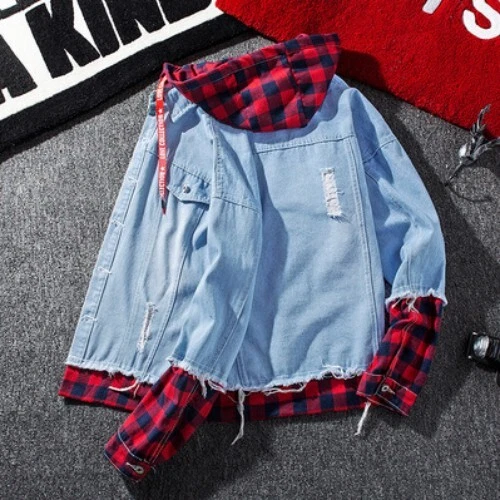 Men's Hooded Denim Jacket Hip Hop Jeans Coat Casual Outerwear Hoodies Tops - Bild 10 von 27