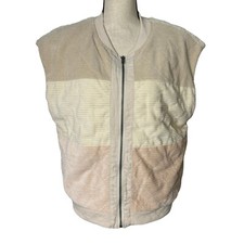 Mystree Vest Womens Large Pastel Large Stripes Chenille Quilted Full Zip