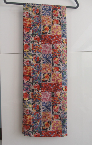 100% Silk Floral Rectangular Scarf 10" x 61" Multicolor Excellent - Picture 8 of 8