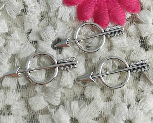 Free Ship 100 pcs Antique silver round arrow connectors 29x13mm H-3319 - Picture 3 of 4