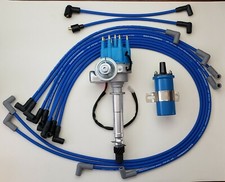 Chevy 327 350 Small Blue Hei Distributor 8.5mm Wires Under Exhaust 45k Coil
