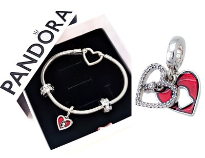 NEW 100% Authentic PANDORA 925 Heart & Keyhole Charm Bracelet Gift
